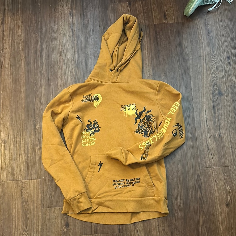 No Boundaries Yellow Pullover Sweater with Hood